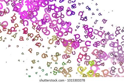 Light Multicolor, Rainbow vector layout with latin alphabet. Blurred design in simple style with signs of alphabet. Template can be used as a background for ads of typography.
