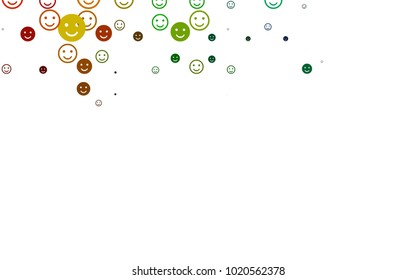 Light Multicolor, Rainbow vector layout with smiling faces. Beautiful colored illustration with smiles in simple style. Design for positive ad, poster, banner.