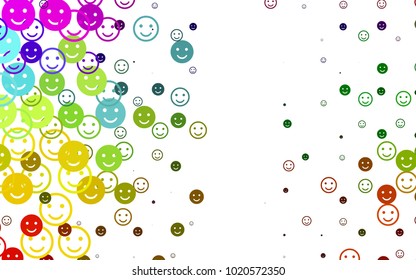 Light Multicolor, Rainbow vector layout with smiling faces. Decorative shining illustration with smiles on white template. Template for cheerful greeting postcards.