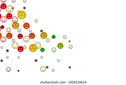 Light Multicolor, Rainbow vector layout with smiling faces. Illustration with set of smiles in simple style. Design for positive ad, poster, banner.