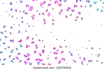 Light Multicolor, Rainbow vector layout with banking symbols. Colored symbols of all currency on white background. The pattern can be used for ad, booklets, leaflets of banks.