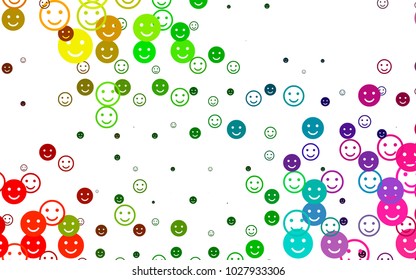 Light Multicolor, Rainbow vector layout with smiling faces. Illustration with set of smiles in simple style. Pattern for parties, gifts, congratulations.