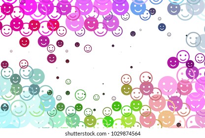 Light Multicolor, Rainbow vector layout with smiling faces. Illustration with set of smiles in simple style. Pattern for ad, booklets, leaflets of celebrations.