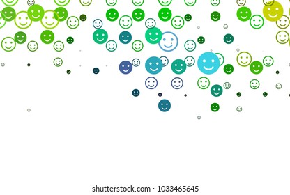 Light Multicolor, Rainbow vector layout with smiling faces. Glitter abstract sketch with smiley, icons. Design for positive ad, poster, banner.