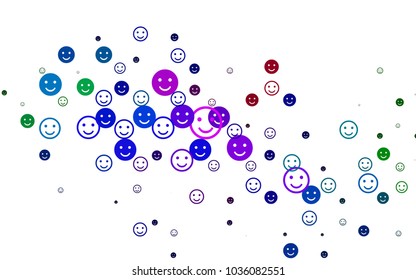 Light Multicolor, Rainbow vector layout with smiling faces. Beautiful colored illustration with smiles in simple style. Design for positive ad, poster, banner.