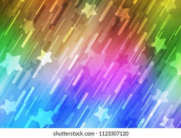 Light Multicolor, Rainbow vector layout with flat lines. Lines on blurred abstract background with gradient. The pattern can be used as ads, poster, banner for commercial.