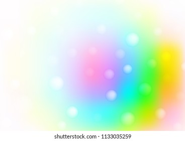 Light Multicolor, Rainbow vector layout with circle shapes. Glitter abstract illustration with blurred drops of rain. Completely new template for your brand book.