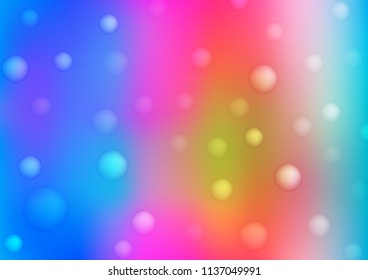 Light Multicolor, Rainbow vector layout with circle shapes. Blurred bubbles on abstract background with colorful gradient. Pattern can be used as texture of water, rain drops.