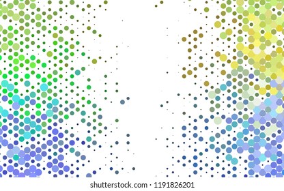 Light Multicolor, Rainbow vector layout with circle spots. Glitter abstract illustration with blurred drops of rain. Pattern of water, rain drops.