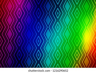 Light Multicolor, Rainbow vector layout with lines, rectangle. Glitter abstract illustration with colorful lines, rhombuses. Pattern for ads, posters, banners.