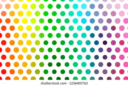 Light Multicolor, Rainbow vector layout with circle shapes. Blurred bubbles on abstract background with colorful gradient. Pattern for ads, booklets.