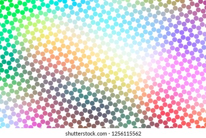 Light Multicolor, Rainbow vector layout with circle shapes. Glitter abstract illustration with blurred drops of rain. Pattern of water, rain drops.
