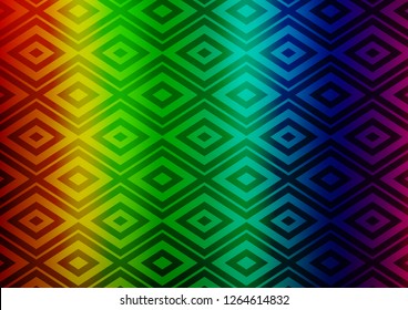 Light Multicolor, Rainbow vector layout with lines, rectangle. Glitter abstract illustration with colorful lines, rhombuses. Pattern for websites, landing pages.