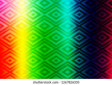 Light Multicolor, Rainbow vector layout with lines, rectangle. Colorful decorative design in simple style with lines, rhombuses. Backdrop for TV commercials.