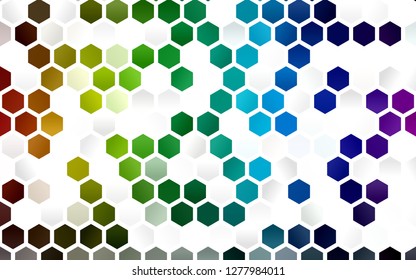 Light Multicolor, Rainbow vector layout with hexagonal shapes. Colorful hexagons on white backdrop. New template for your brand book.