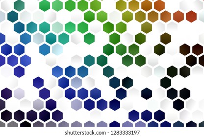 Light Multicolor, Rainbow vector layout with hexagonal shapes. White background with colorful hexagons. Pattern for texture of wallpapers.