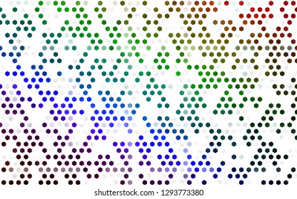 Light Multicolor, Rainbow vector layout with hexagonal shapes. Illustration with set of colorful hexagons. Pattern can be used for landing pages.