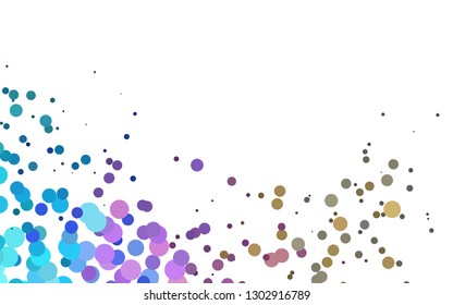 Light Multicolor, Rainbow vector layout with circle spots. Glitter abstract illustration with blurred drops of rain. Pattern of water, rain drops.