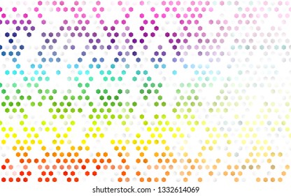 Light Multicolor, Rainbow vector layout with hexagonal shapes. Glitter abstract illustration in hexagonal style. Pattern can be used for landing pages.