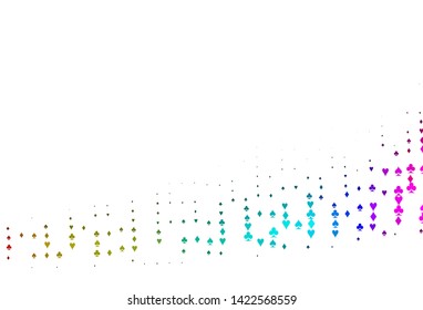 Light Multicolor, Rainbow vector layout with elements of cards. Colorful gradient with signs of hearts, spades, clubs, diamonds. Design for ad, poster, banner of gambling websites.