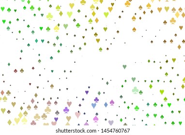 Light Multicolor, Rainbow vector layout with elements of cards. Colored illustration with hearts, spades, clubs, diamonds. Pattern for booklets, leaflets of gambling houses.
