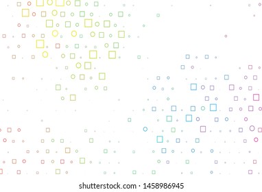 Light Multicolor, Rainbow vector layout with circle spots, cubes. Abstract illustration with colorful circles, rectangles. Template for your brand book.