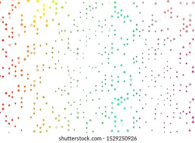 Light Multicolor, Rainbow vector layout with elements of cards. Colored illustration with hearts, spades, clubs, diamonds. Pattern for leaflets of poker games, events.