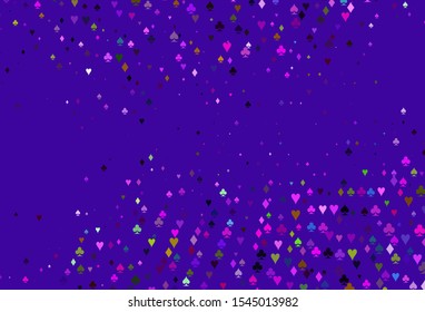 Light Multicolor, Rainbow vector layout with elements of cards. Glitter abstract sketch with isolated symbols of playing cards. Pattern for leaflets of poker games, events.