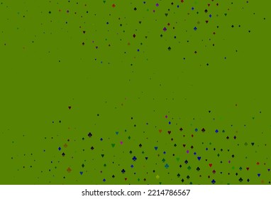 Light Multicolor, Rainbow vector layout with elements of cards. Illustration with set of hearts, spades, clubs, diamonds. Pattern for ads of parties, events in Vegas.