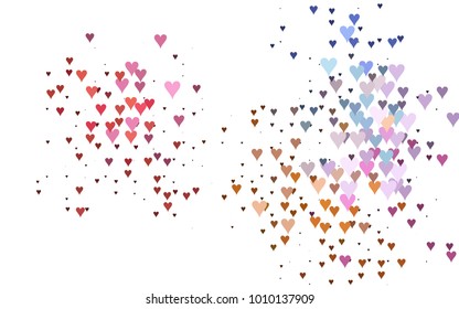 Light Multicolor, Rainbow vector lovely background with hearts. Valentines greeting card with cute hearts. Abstract pattern for your design, website, ad.