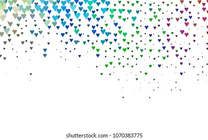Light Multicolor, Rainbow vector lovely background with hearts. Valentines greeting card with cute hearts. Abstract pattern for your design, website, ad.
