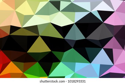 Light Multicolor, Rainbow vector low poly background. Creative illustration in halftone style with gradient. The template can be used as a background for cell phones.