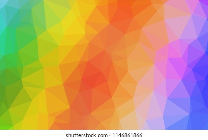 Light Multicolor, Rainbow vector low poly cover. Colorful illustration in abstract style with gradient. The best triangular design for your business.