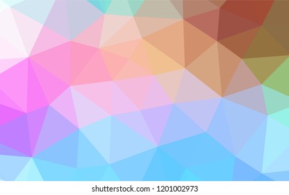 Light Multicolor, Rainbow vector low poly texture. Triangular geometric sample with gradient.  The completely new template can be used for your brand book.
