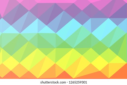 Light Multicolor, Rainbow vector low poly texture. A sample with polygonal shapes. The best triangular design for your business.