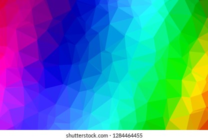 Light Multicolor, Rainbow vector low poly texture. Triangular geometric sample with gradient.  Completely new design for your business.