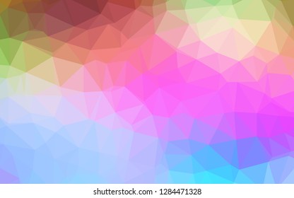 Light Multicolor, Rainbow vector low poly layout. Triangular geometric sample with gradient.  The best triangular design for your business.