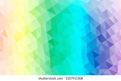 Light Multicolor, Rainbow vector low poly cover. An elegant bright illustration with gradient. Polygonal design for your web site.