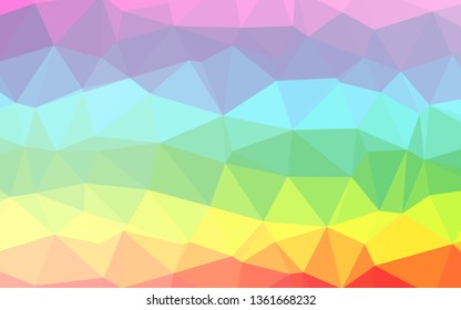 Light Multicolor, Rainbow vector low poly texture. Colorful abstract illustration with gradient. Triangular pattern for your business design.