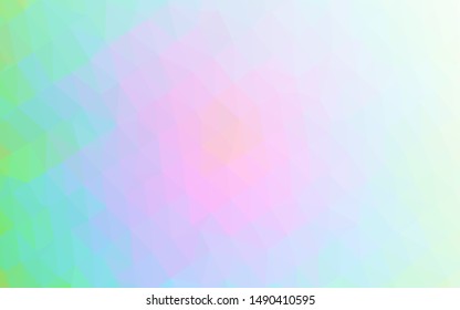 Light Multicolor, Rainbow vector low poly cover. Creative illustration in halftone style with gradient. Triangular pattern for your business design.