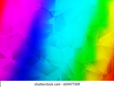 Light Multicolor, Rainbow vector low poly background. Creative illustration in halftone style with gradient. The polygonal design can be used for your web site.