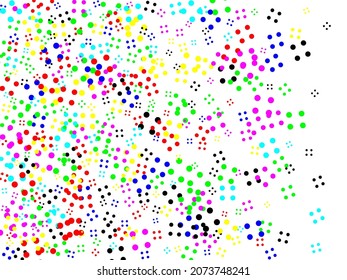 Light Multicolor, Rainbow vector modern geometrical circle abstract background. Abstract chaotic scatter on a white background. Flying confetti.
