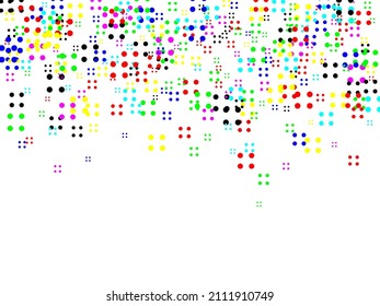 Light Multicolor, Rainbow vector modern geometrical circle abstract background. Abstract chaotic scatter on a white background. Astral design. Vector illustration