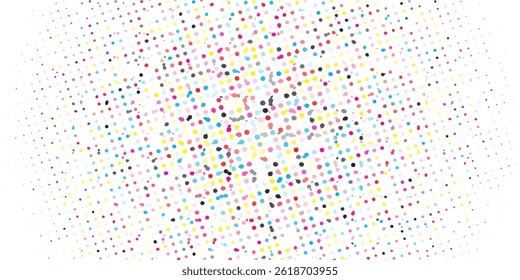 Light Multicolor, Rainbow vector modern geometrical circle abstract background. Dotted texture template. Geometric pattern in halftone style with gradient. 