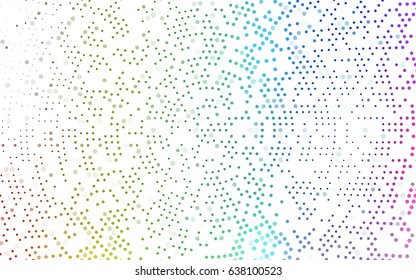 Light Multicolor, Rainbow vector modern geometrical circle abstract background. Dotted texture template. Geometric pattern in halftone style with gradient. 