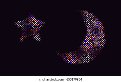 Light Multicolor, Rainbow vector modern geometrical circle abstract background. Dotted texture template. Geometric pattern in halftone style with gradient. 
