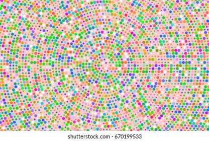 Light Multicolor, Rainbow vector modern geometrical circle abstract background. Dotted texture template. Geometric pattern in halftone style with gradient. 