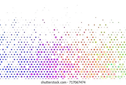 Light Multicolor  Rainbow vector modern geometrical circle abstract background  Dotted texture template  Geometric pattern in halftone style and gradient  