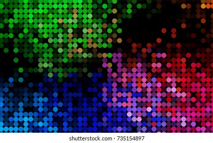 Light Multicolor, Rainbow vector modern geometrical circle abstract background. Dotted texture template. Geometric pattern in halftone style with gradient. 