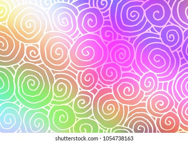 Light Multicolor, Rainbow vector natural abstract background. Shining colored illustration with doodles in Zen tangle style. Hand painted design for web, leaflet, textile.